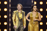 Lucas Rush as Sonny Bono & Danielle Steers as Lady in The Cher Show,  - Pamela Raith