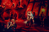 Joelle Moses as Zahara and Glenn Adamson as Strat with the cast of Bat Out Of Hell  - Chris Davis Studio